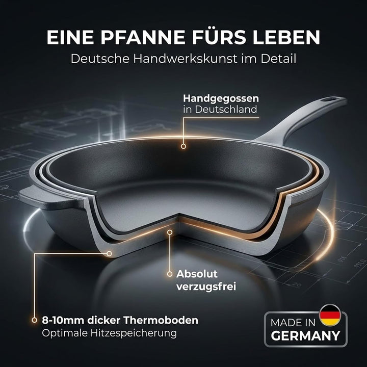 Lieblingspfanne Schmorpfanne 28cm Hochrandpfanne induktionsgeeignet Bratentopf Servierpfannen Alumin