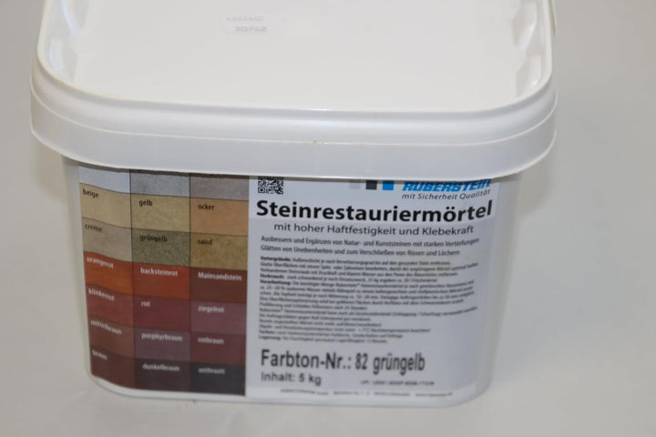 Ruberstein Steinrestauriermörtel/Reparaturmörtel/Mörtel für Sandstein 5 kg im Eimer (grüngelb)
