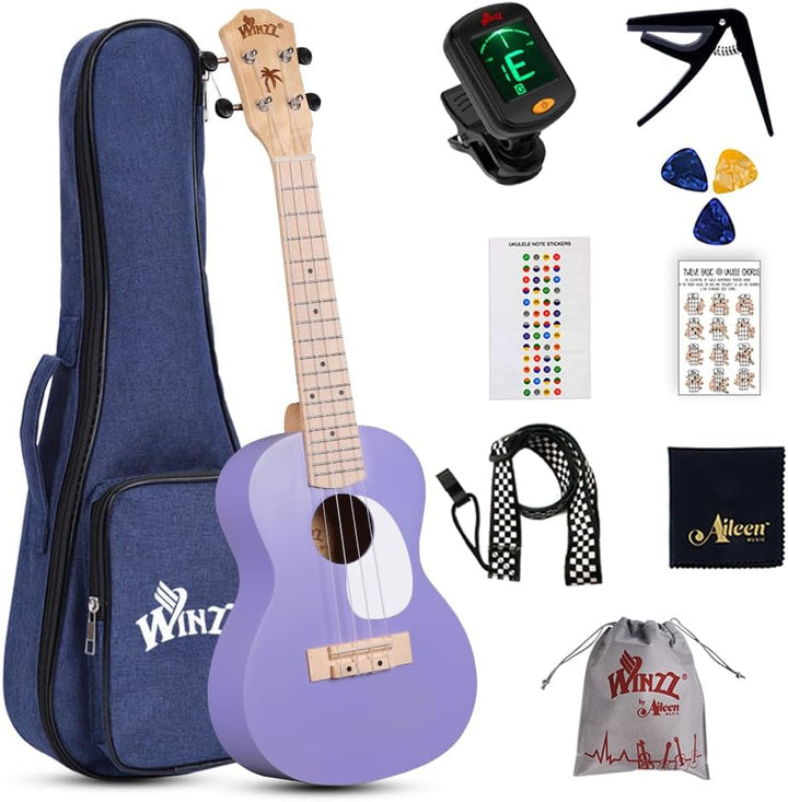 Winzz Ukulele Kinder Konzert, Ukulele Erwachsene Anfänger Set, 23 Zoll, mit 9 Zubehör, Kleine Einste