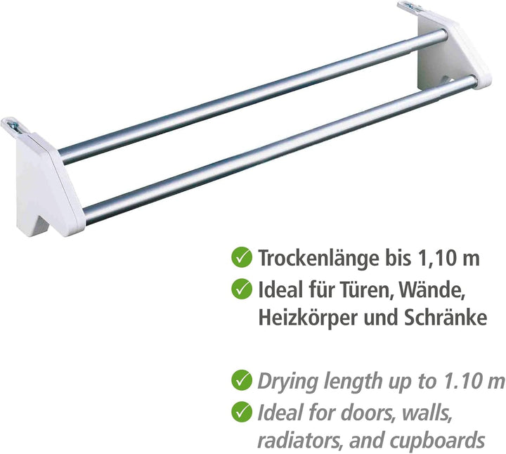 WENKO Heizkörper-Wäschetrockner Twin, stabiler Wäschetrockner zum Einhängen an den Heizkörper, Länge