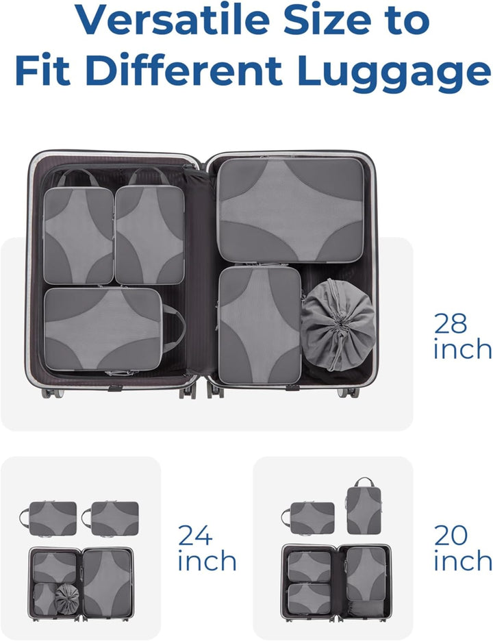 BAGSMART Packing Cubes Compression 6 Stück, Rucksack Koffer Organizer Packtaschen, Reise Kompression