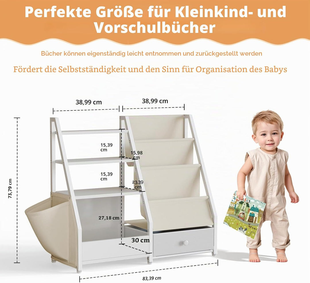 Kinder-Bücherregal und Spielzeugaufbewahrung für Kinderzimmer - Kleinkind Montessori-Spielzeug-Organ