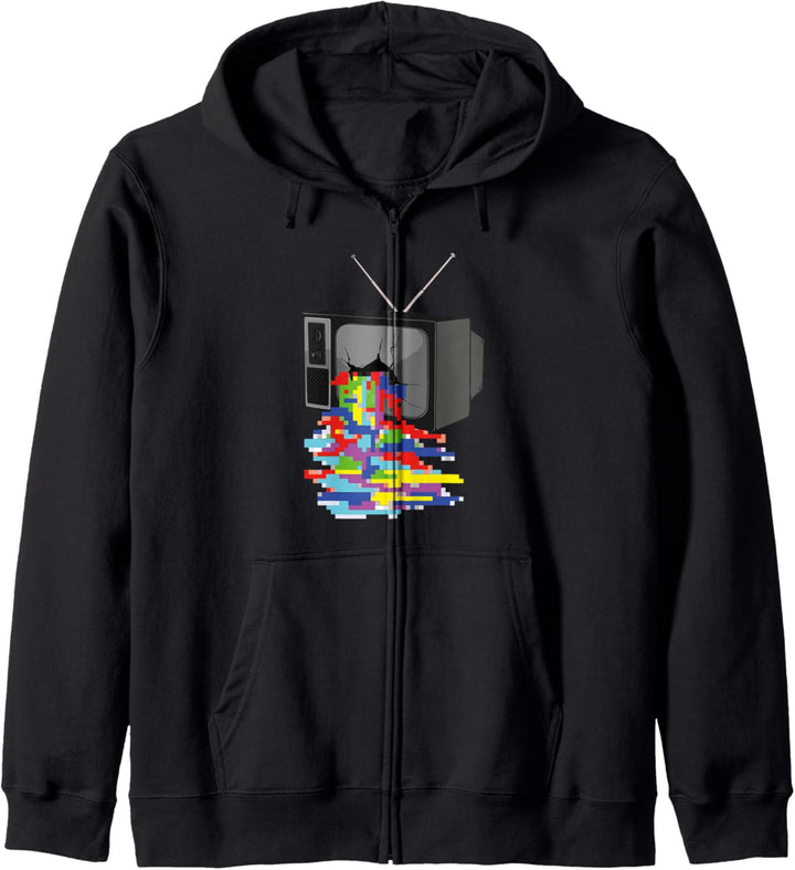 Kaputter Fernseher Farbige Pixel Retro Vintage Kapuzenjacke