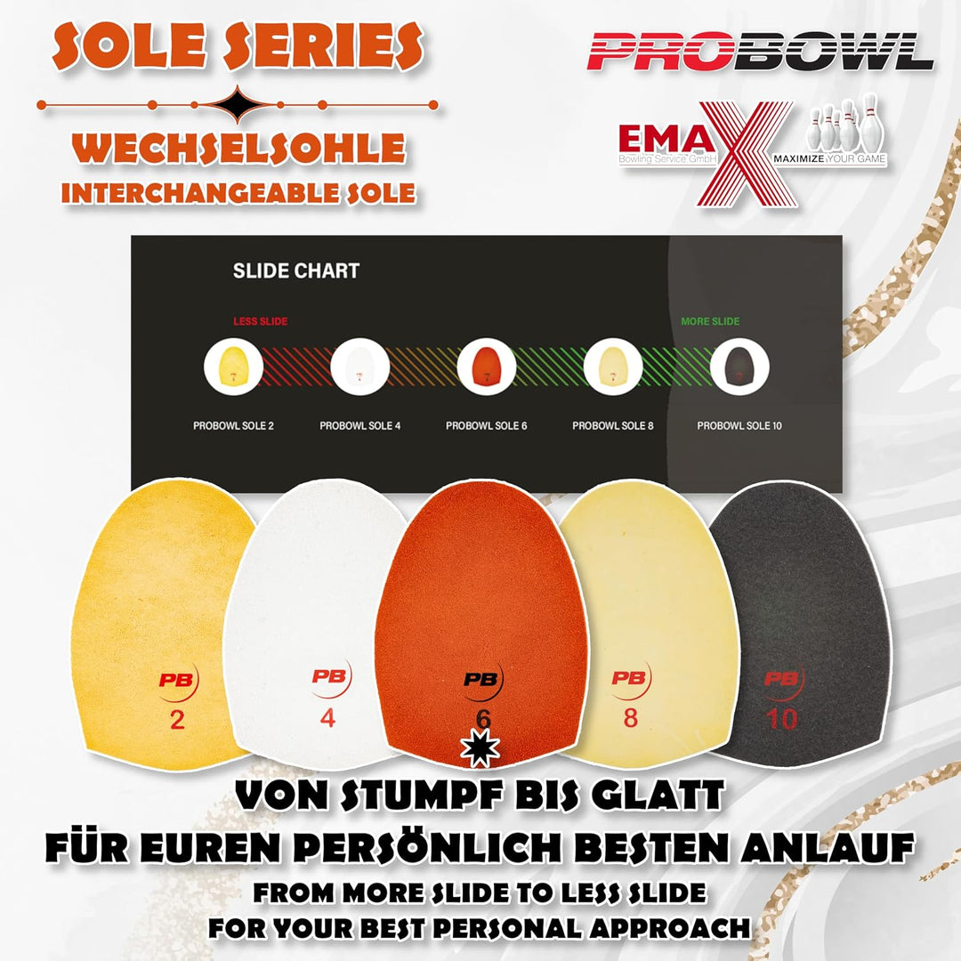 EMAX | Pro Bowl – Wechselsohle | Austauschbare Sohle für Bowlingschuhe | Für Glatte und Stumpfe Anlä