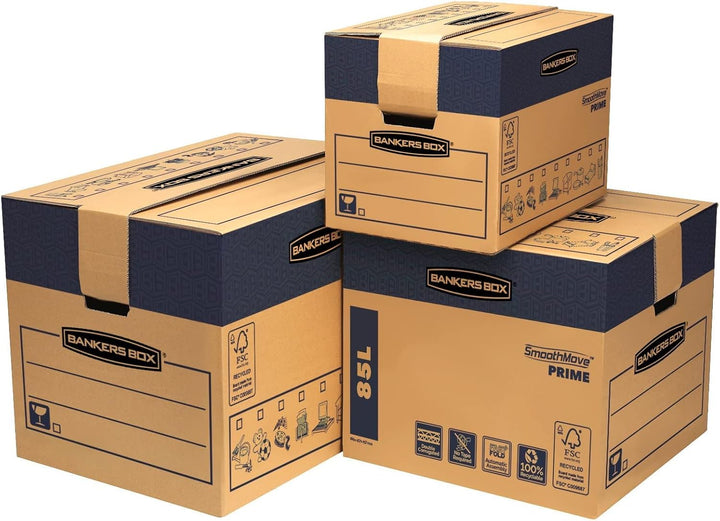 Bankers Box by Fellowes Transit grosse Umzugskiste, 5er-Pack, 47 x 48 x 41,2 cm, 47 x 48 x 41,2 cm
