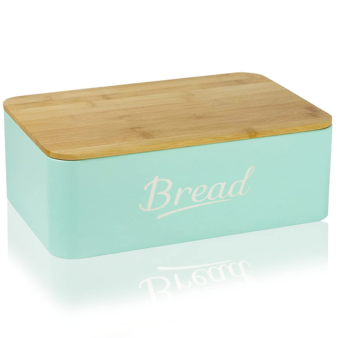 DRULINE Brotkasten mit Bambusdeckel - Brotaufbewahrung - Brotbox mit Schneidebrett - Brotkasten Türk