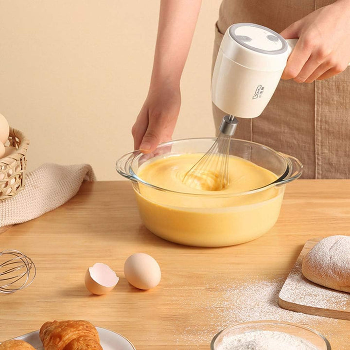 SOLUSTRE Elektrischer Handmixer Edelstahl Schneebesen Wiederaufladbare Küche Handmixer Rührer Rührer