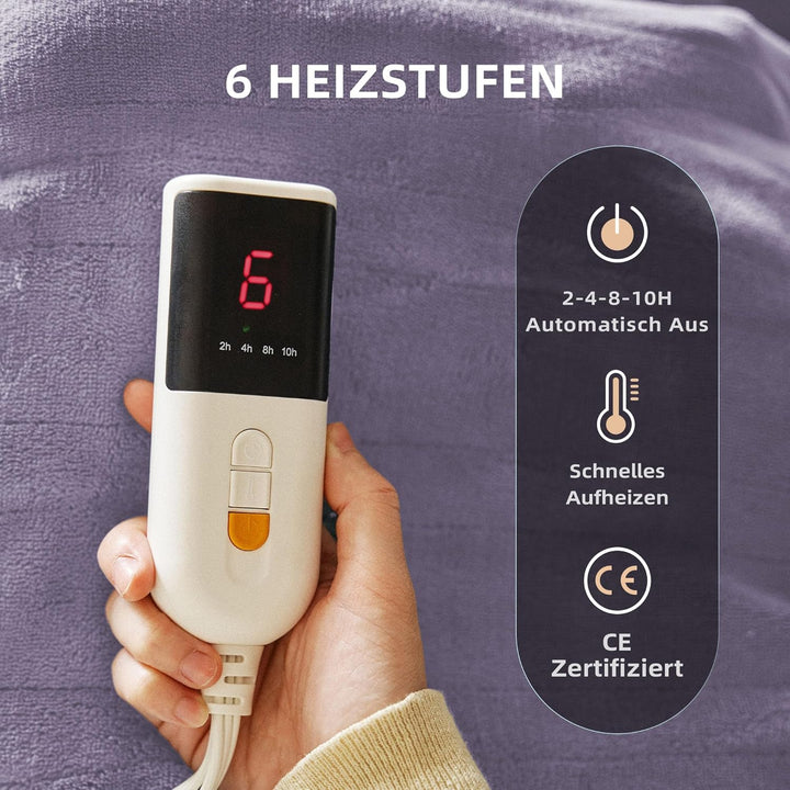 JET'S HOME Heizdecke 130x180cm - Wärmedecke Heizdecke mit Abschaltautomatik Einstellbarer Timer 10 S