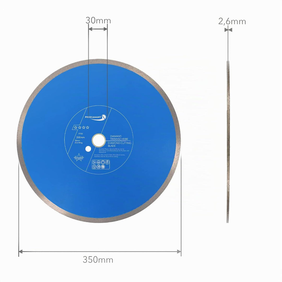 PRODIAMANT Profi Diamant-Fliesenscheibe Pro-Rim F702 350mm Bohrung 30mm mit Ring 25,4mm für Nassschn