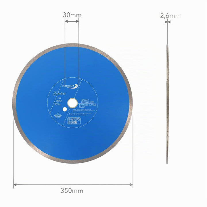 PRODIAMANT Profi Diamant-Fliesenscheibe Pro-Rim F702 350mm Bohrung 30mm mit Ring 25,4mm für Nassschn