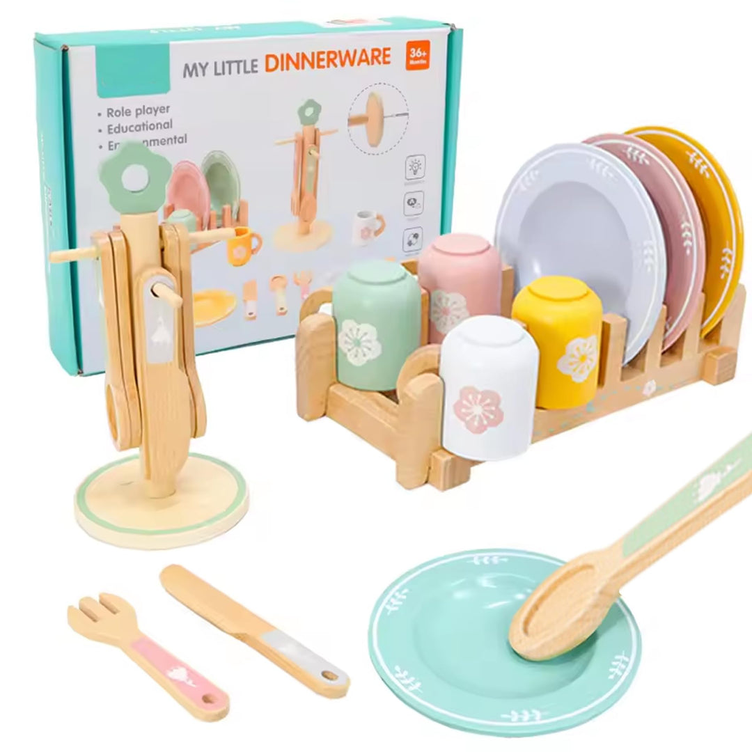 Spielküche aus Holz – Spielgeschirr und Tassen für Kinder ab 3 Jahren