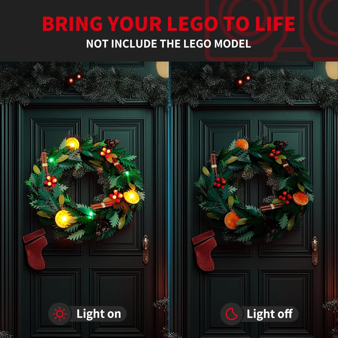 BRIKSMAX LED Beleuchtung für Lego Weihnachtskranz 10340,kompatibles Licht Set für Bausteine - Ohne L
