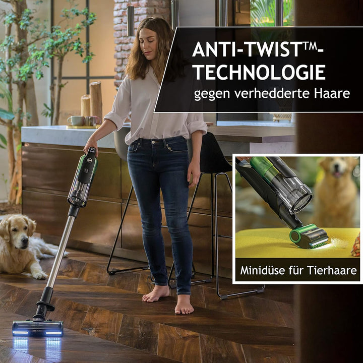 Hoover Akku-Staubsauger Tierhaare HF9 PET I Bis zu 240 m² bzw. 60 Min Laufzeit mit 2 Akkus I Leistun