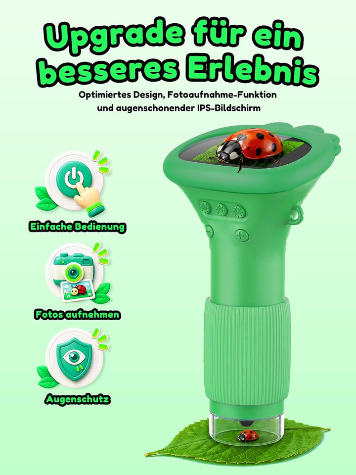 Acoath Mikroskop für Kinder, Digitales Taschenmikroskop mit 2,0" IPS-Bildschirm Lupe 200x Vergrösser