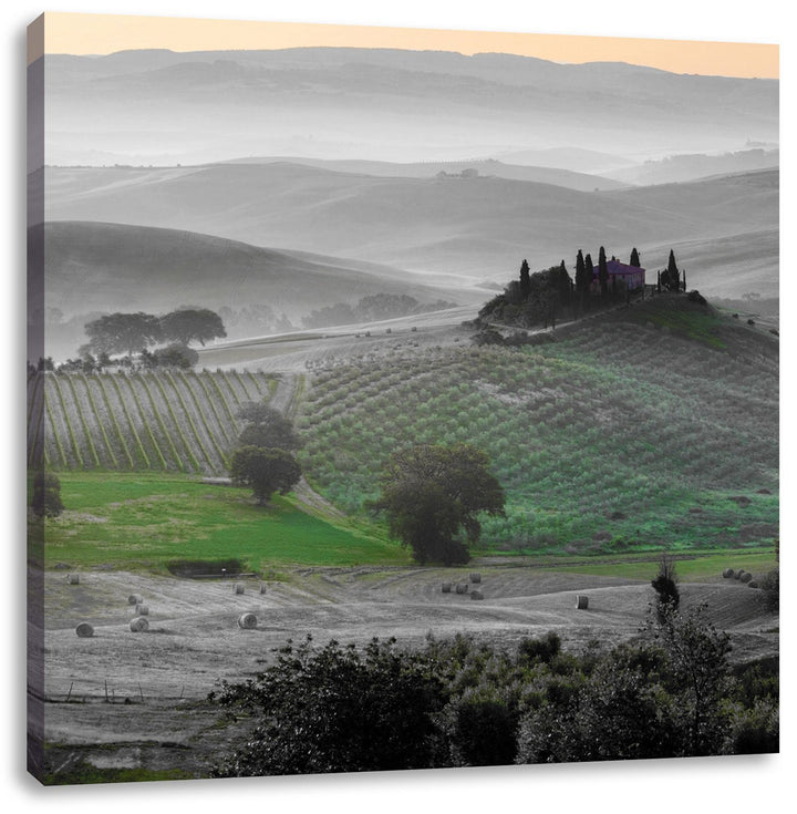 Pixxprint herrliche Toskana Landschaft als Leinwandbild Quadratisch/Grösse: 70x70 / Wandbild/Kunstdr