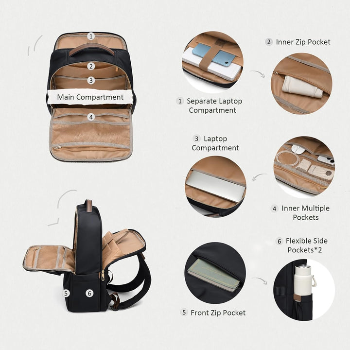 GOLF SUPAGS Laptop Rucksack Damen für 15,6 Zoll Arbeitsrucksack Anti Diebstahl Casual Daypack für Ar