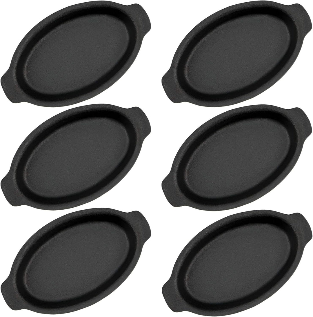 BBQ-Toro Gusseisen Servierpfännchen Set (6-er Pack) | 22,5 x 13 cm - oval | bereits eingebrannt - pr