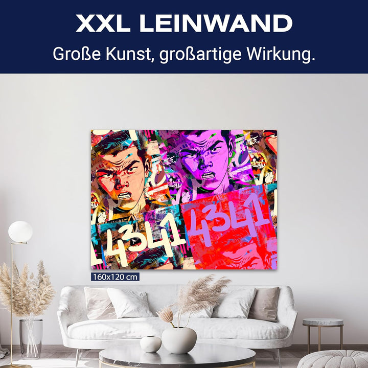 wandmotiv24 Leinwandbild Pop Art Stil, 40x30cm, Querformat, Mann, Manga, Deko, Bilder auf Leinwand,