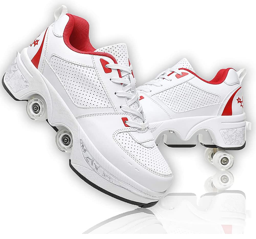 LDRFSE Schuhe mit Rollen, Rollschuhe Skateboard Schuhe Kinderschuhe Mit Rollen Skate Shoes Rollen Sc