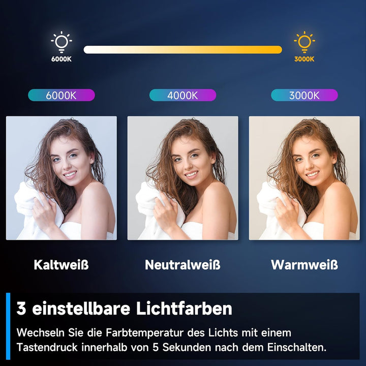 SONNI Badspiegel 50x70 cm LED Badspiegel mit Beleuchtung Badezimmerspiegel mit Touch-Schalter Wandsp