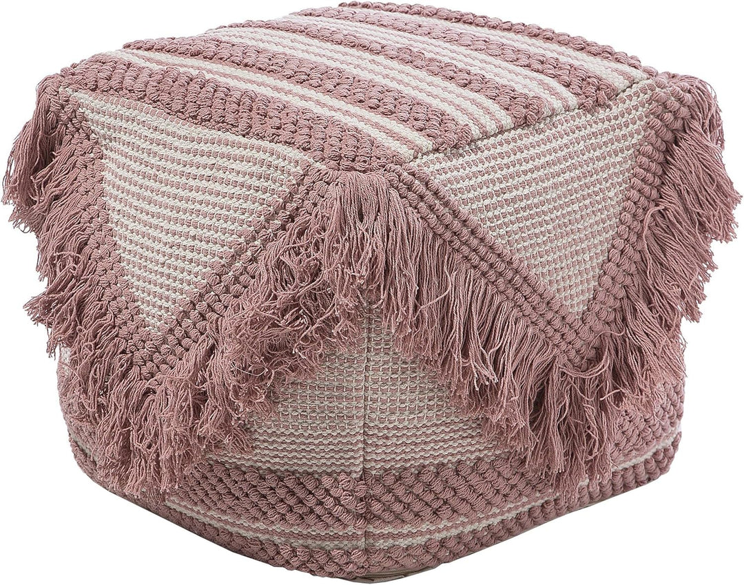 Pouf Ottomane Taburett Sitzpouf rosa zartrosa Boho Kochi