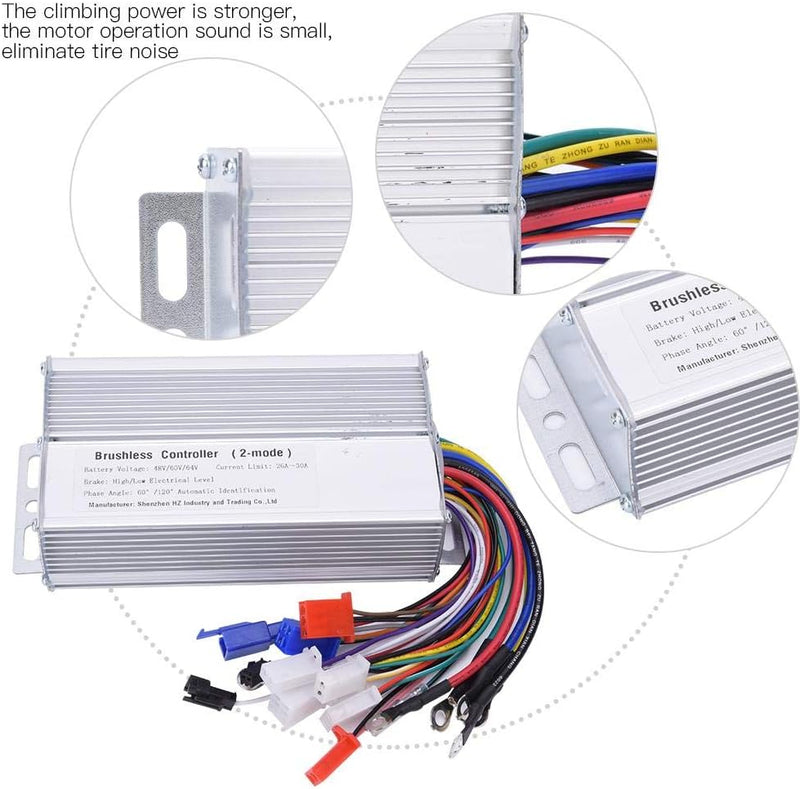 MAGT Elektromotorsteuerung, 48V 60V 64V 1000W-1500W Bürstenloser Elektroradfahrer für Elektroroller