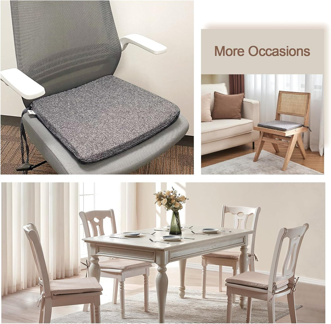 BALCONY & FALCON 2er Set Stuhlkissen in Beige mit Bindebänder: 38–42 cm grosse, trapezförmige Sitzki