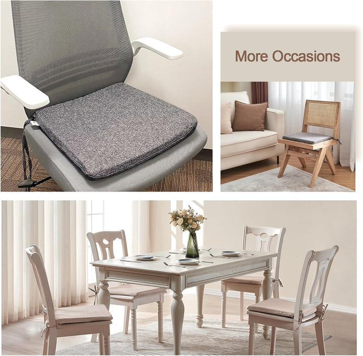 BALCONY & FALCON 2er Set Stuhlkissen in Beige mit Bindebänder: 38–42 cm grosse, trapezförmige Sitzki