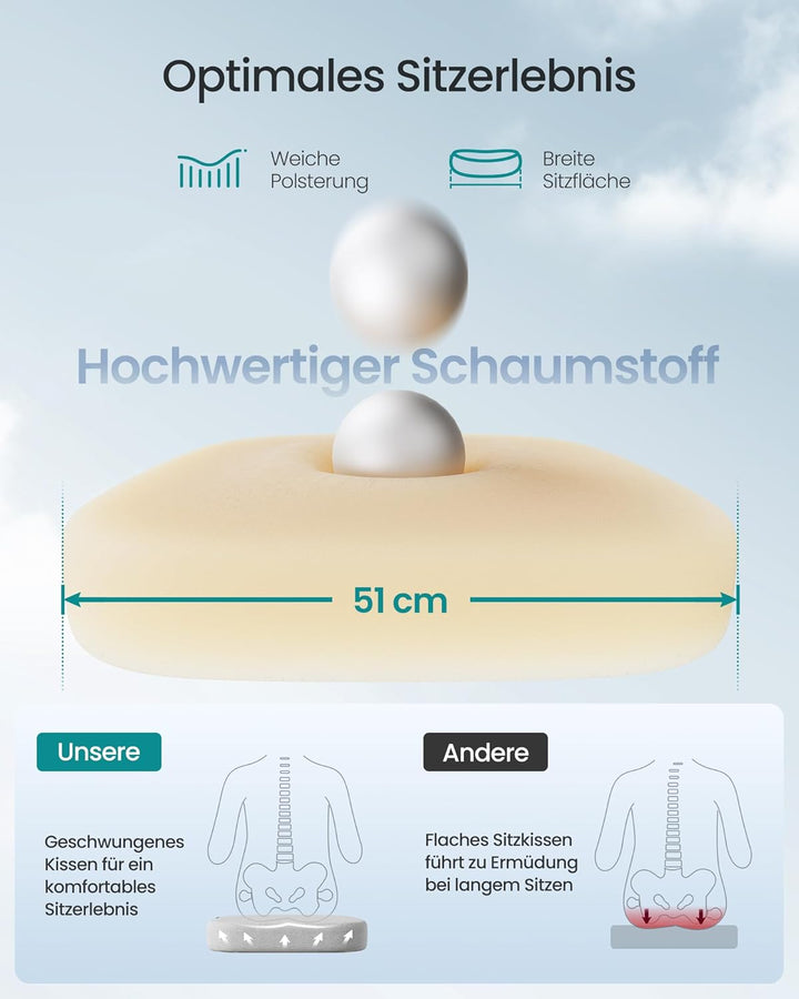 SONGMICS Bürostuhl ergonomisch, Drehstuhl mit Netzgewebe, Schreibtischstuhl mit Lendenstütze, Wippfu