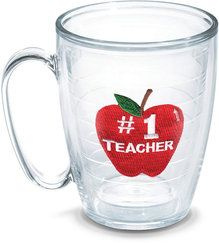 Tervis #1 Teacher-Apple Isolierbecher mit Emblem, 473 ml, transparent 16oz Mug - No Lid Durchsichtig