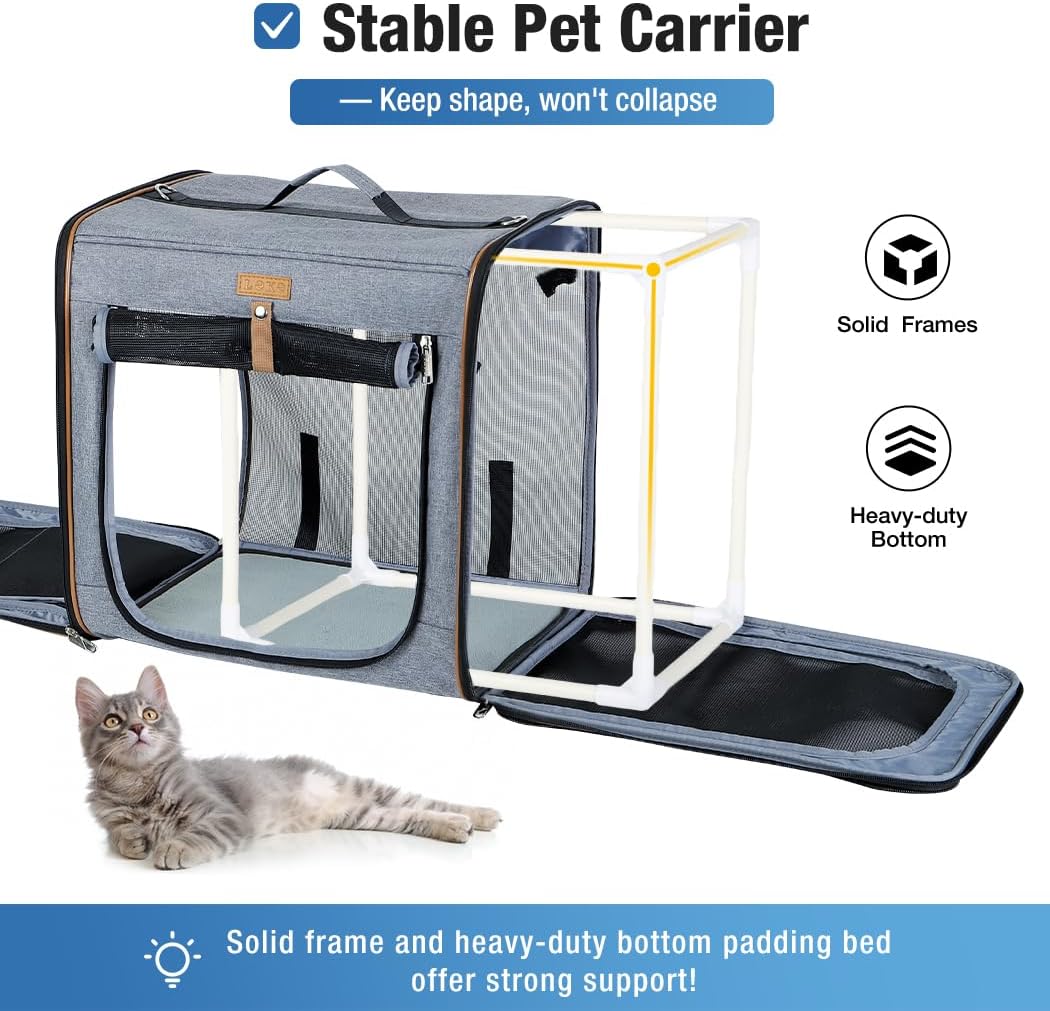 Lekeinchi 2-in-1 Hundebox Transportbox Katze für Mittelgrosses Haustier, Faltbare Katzentransportbox