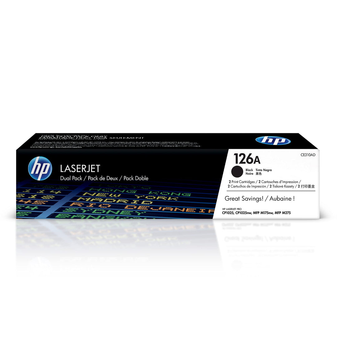 HP 126A 2er-Pack (CE310AD) Schwarz Original Toner für HP Color Laserjet Pro CP1025, M175, TopShot La