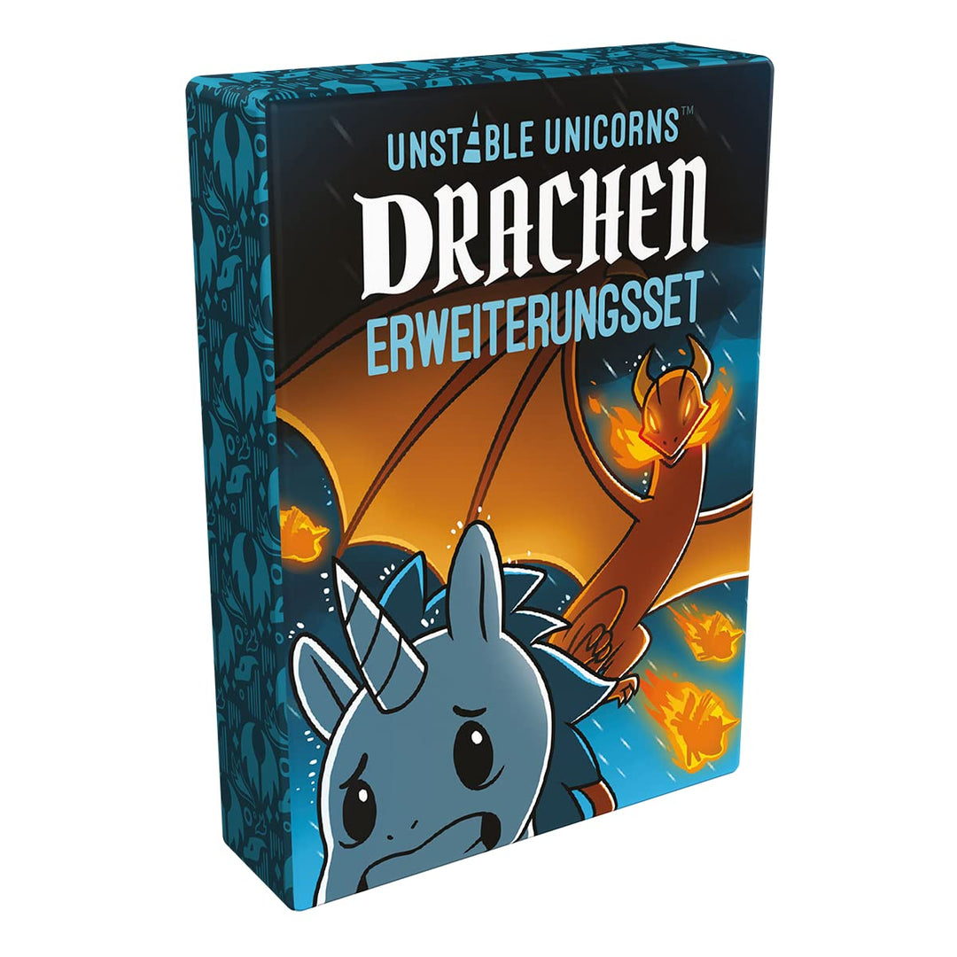 Unstable Games, Unstable Unicorns – Drachen, Erweiterung, Partyspiel, Kartenspiel, 2-8 Spieler, Ab 8