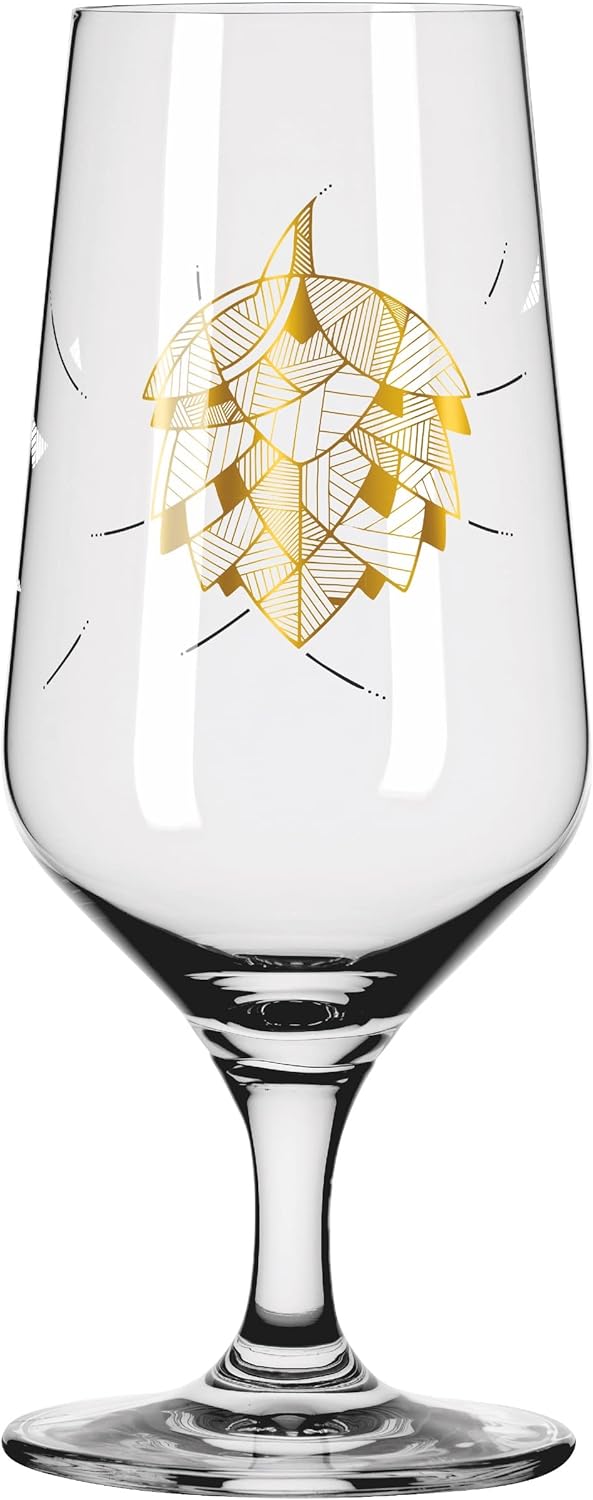 Ritzenhoff 3471001 Bierglas 300 ml – 2er Set – Serie Brauchzeit, Motiv Nr. 1 – Hopfen, mehrfarbig –