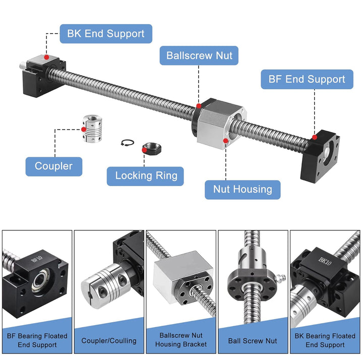 CNCMANS SFU1204 Kugelumlaufspindel, SFU1204 1500mm Edelstahl Ball Screw Gewindespindel mit Bearbeite