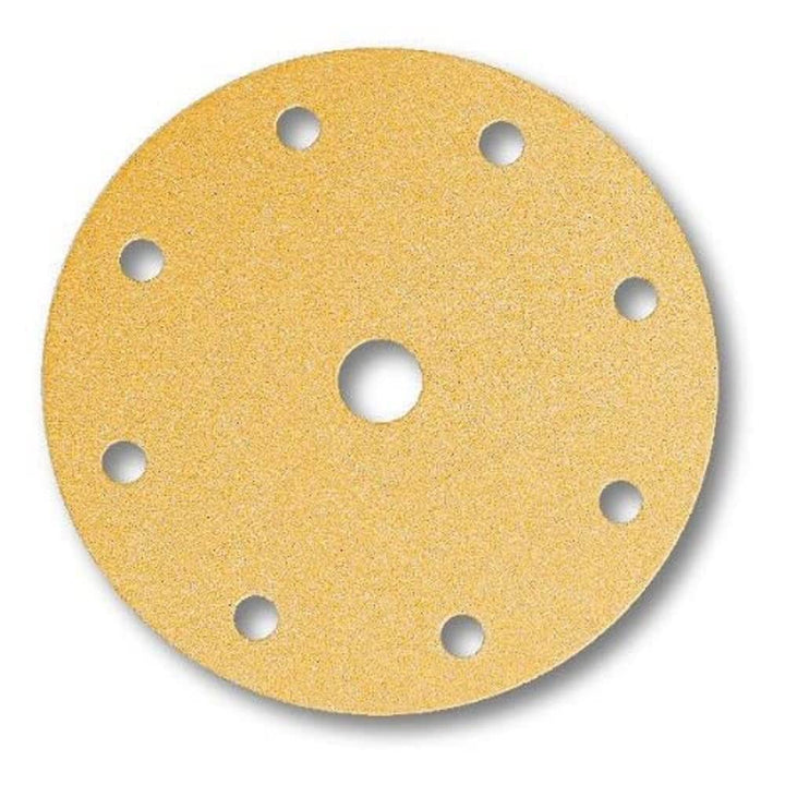Mirka Gold Universal-Schleifpapier Ø 150mm Klett 9-Loch, Korn P80, 100 Stk / Zum Schleifen von Gips,