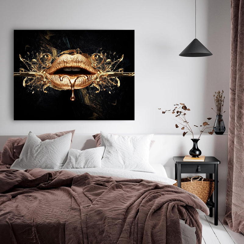 wandmotiv24 Leinwandbild 260 g/m² - Kunstdruck auf Leinwand - Wandkunst - Wandbild mit Frauen Lippen