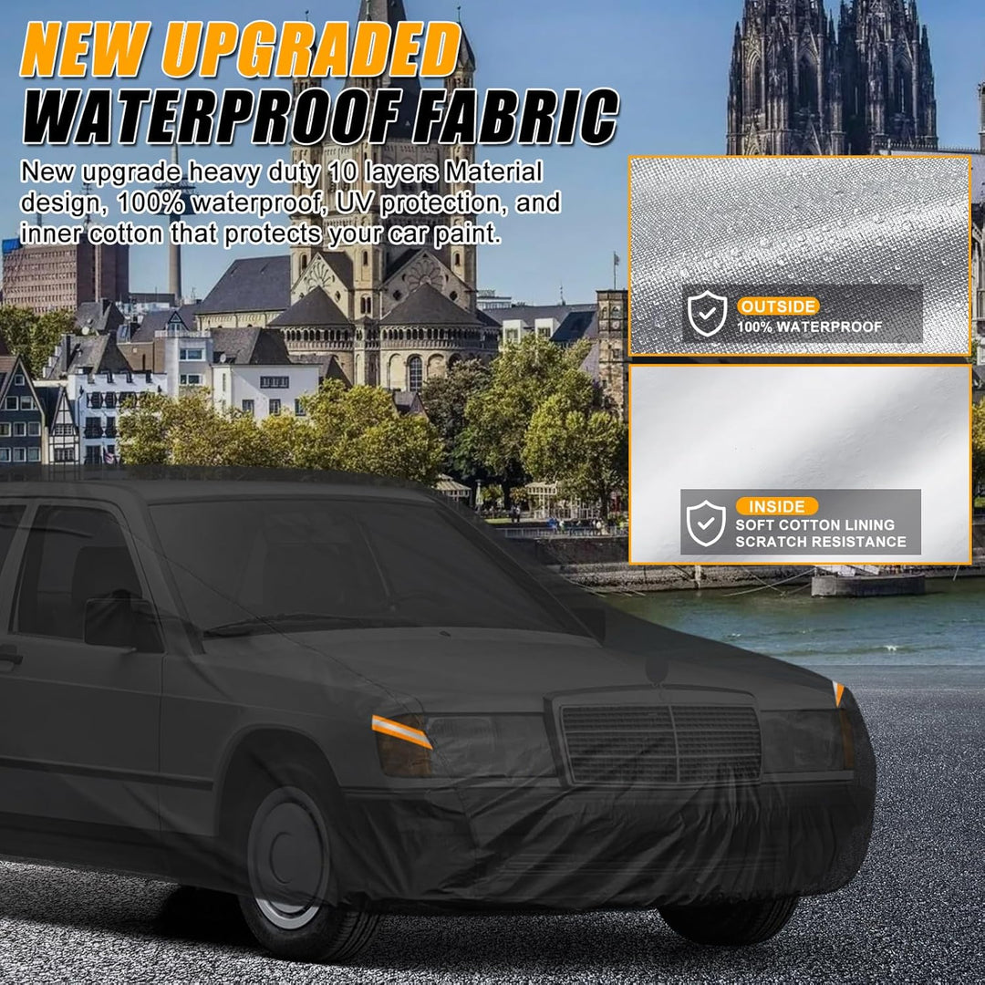 Autoabdeckung Wasserdicht für 1982-1993 Mercedes-Benz W201, Vollgarage Autoplane Auto Abdeckplane Wi