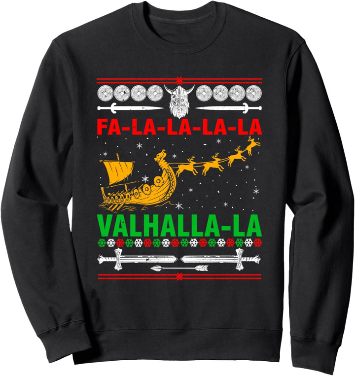 Fa-La-La Valhalla-La Viking God Ugly Christmas Xmas Sweatshirt