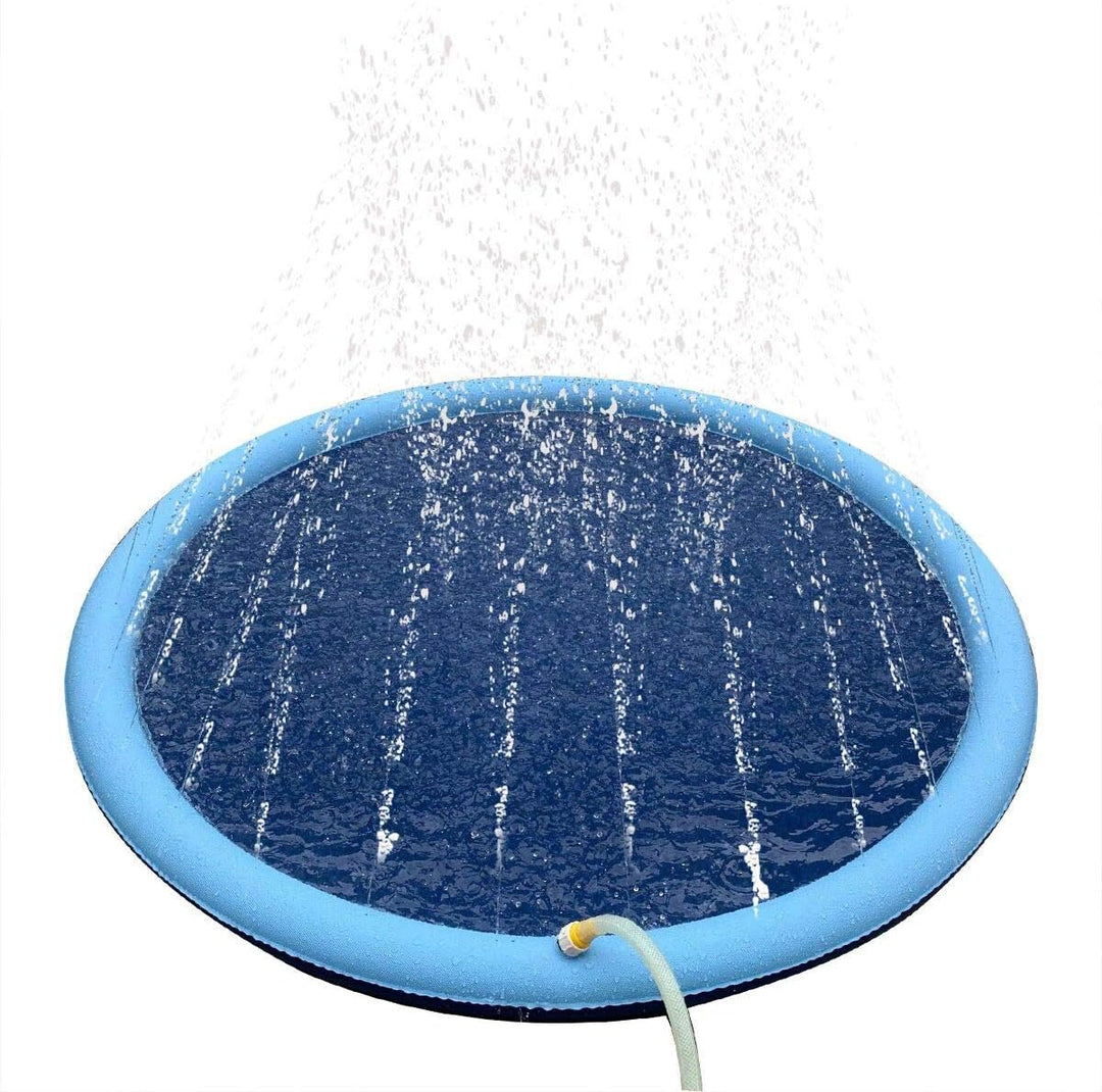 Planschbecken für Haustiere und Kinder, 150 cm Sprinkler- und Spritzwasser-Spielmatte,Hunde Planschb