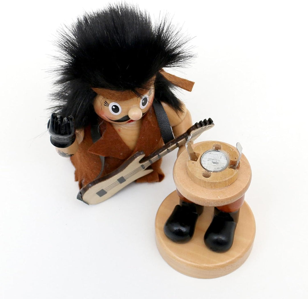 Dekohelden24 Holz Räuchermann als Rocker mit Gitarre, naturfarben, ca. 10 x 7 x 15 cm., Rocker