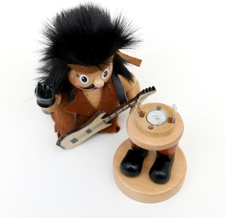 Dekohelden24 Holz Räuchermann als Rocker mit Gitarre, naturfarben, ca. 10 x 7 x 15 cm., Rocker