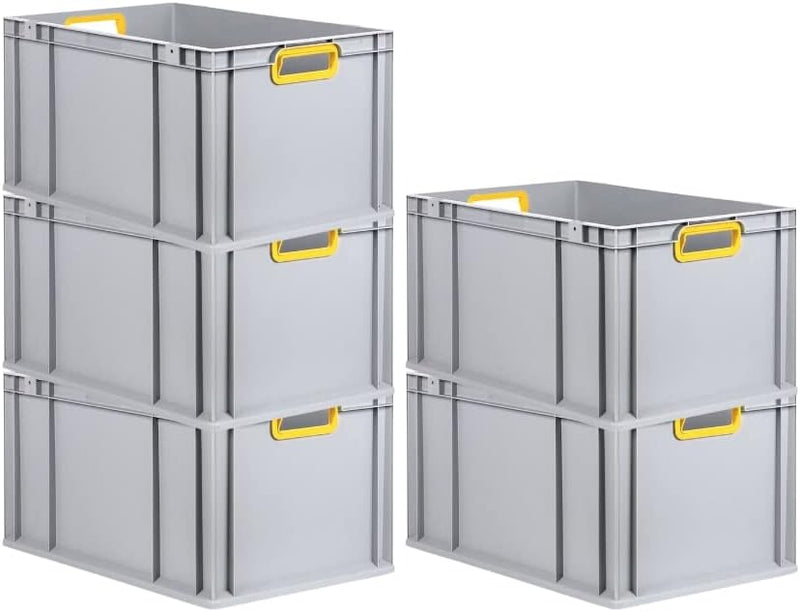 SuperSparSet 5x Eurobox NextGen Color | HxBxT 32x40x60cm | 65 Liter | Griffe gelb offen | Verstärkte