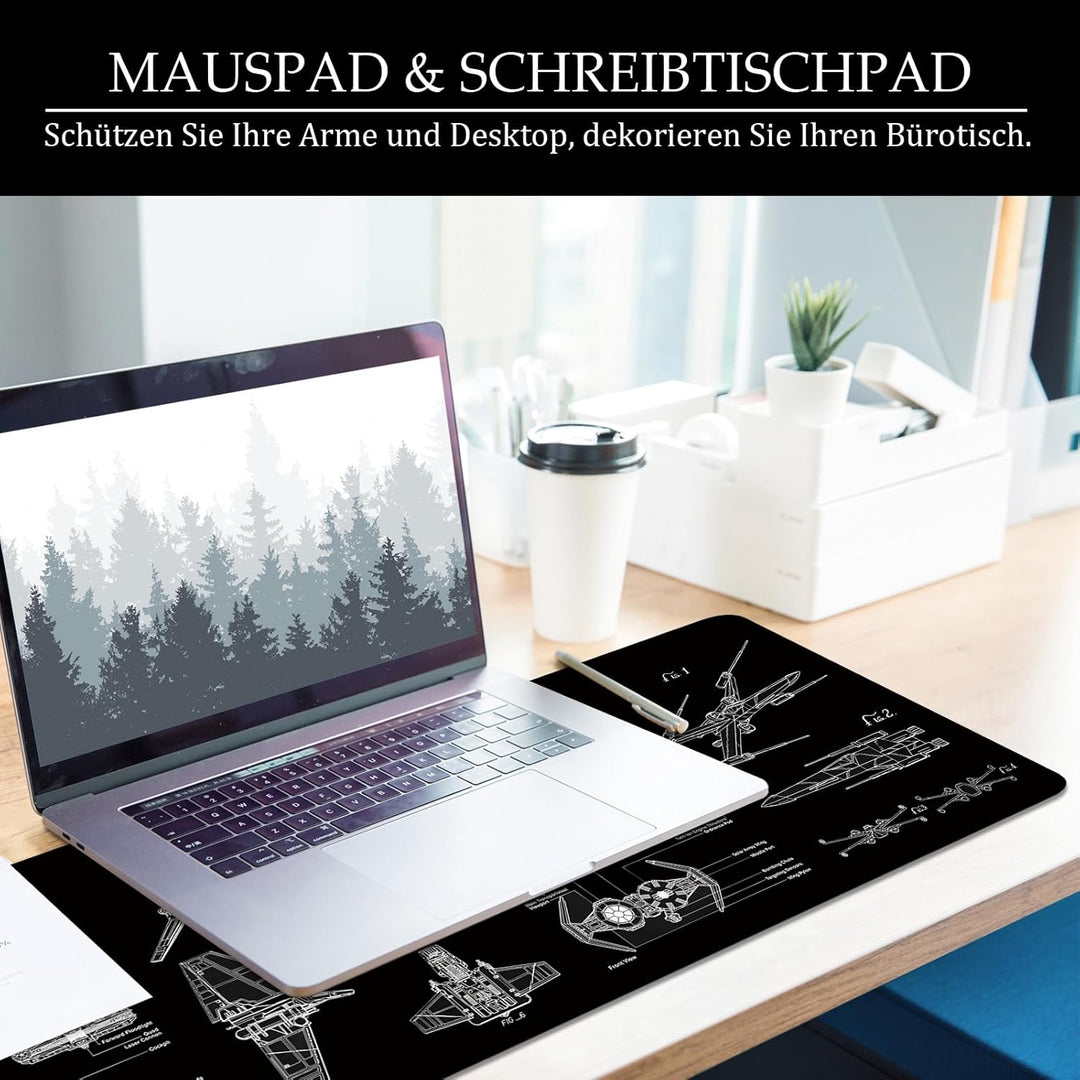 Schwarz Gaming Mousepad (Englischer) Schreibtischunterlage 800x300mm XL Mousepad Design Grosses Maus