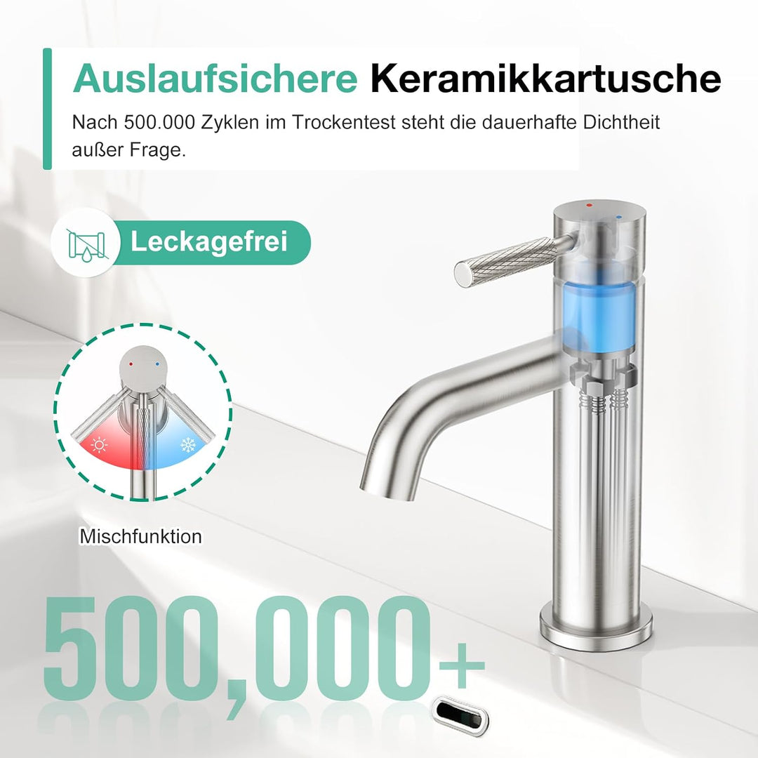 CREA Waschtischarmatur Bad für Waschbecken, Waschtisch Armatur Wasserhahn Bad Waschbeckenarmatur Bad