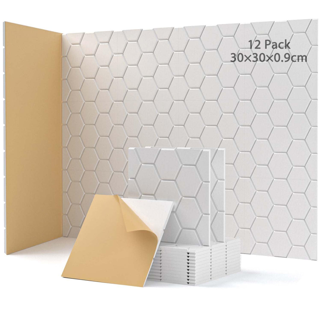 12 Stück Akustikplatten Selbstkleben, Schallabsorber, 30x30x0.9cm, Schalldämmung Wand tür Decken, Ak