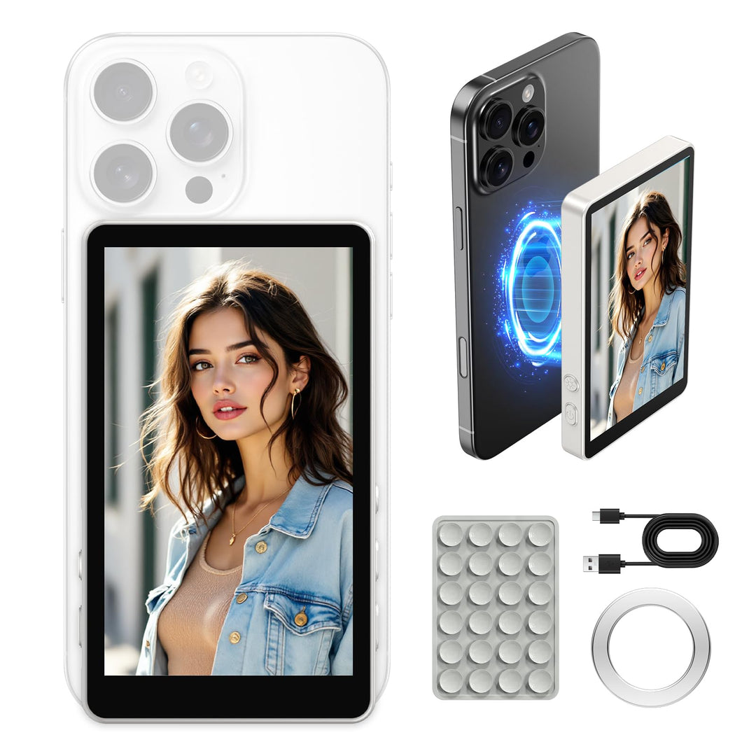 Vlog Screen Handy:4K Magnetischer Selfie Monitor für Rückkamera,Spiegelung für iPhone&Androids(NICHT