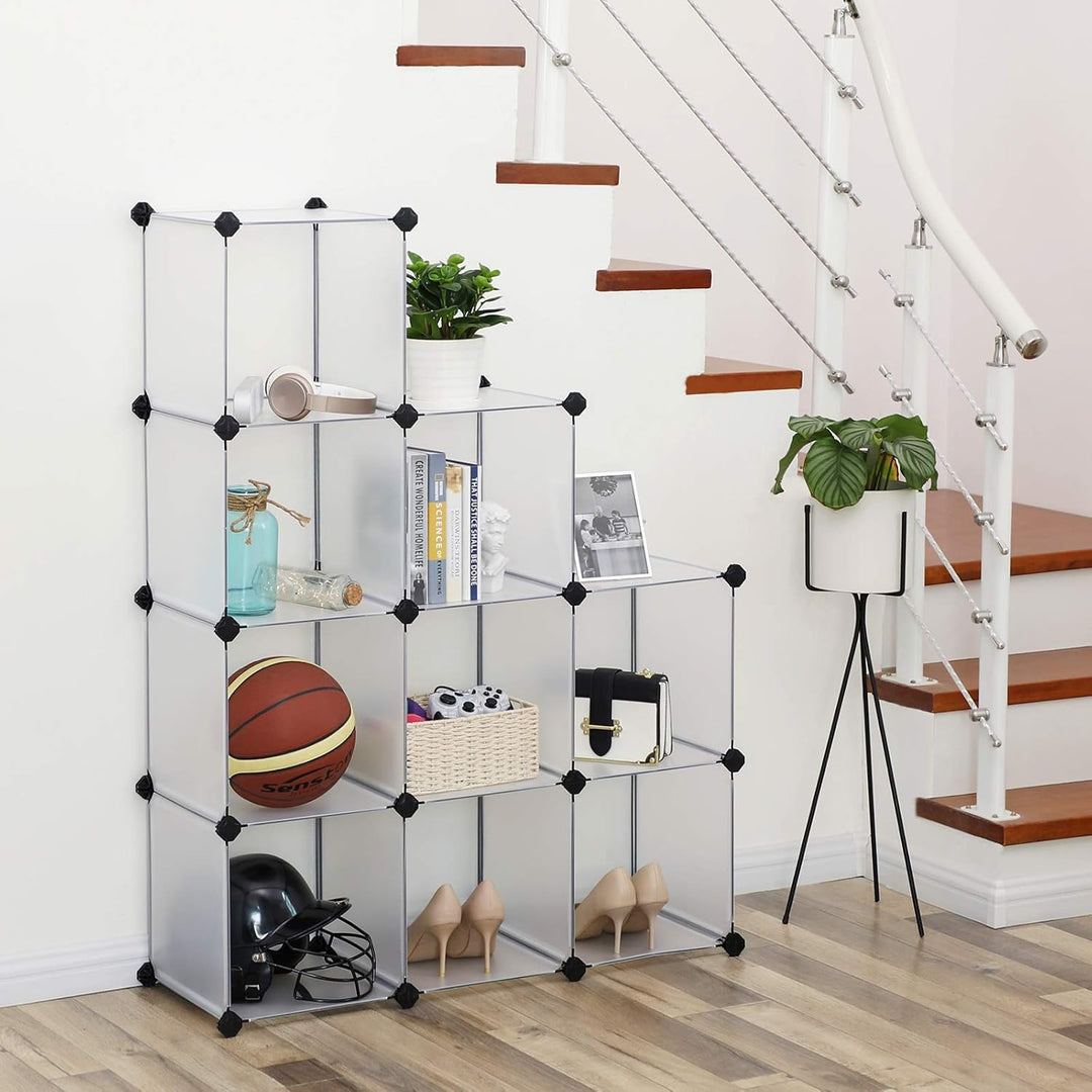 SONGMICS Kunststoffschrank, Kleiderschrank, Badezimmerregal, Schuhregal, Weiss, 93 x 31 x 123 cm, LP