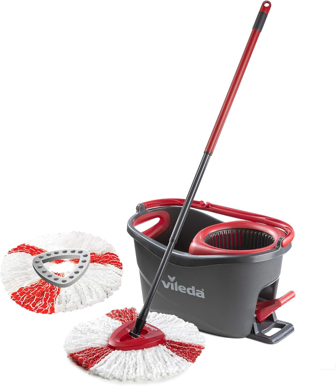 Vileda leicht Auswringen und Reinigen Turbo Microfaser Mop- und Eimer-Set., Microfaser, rot, 29.6 x