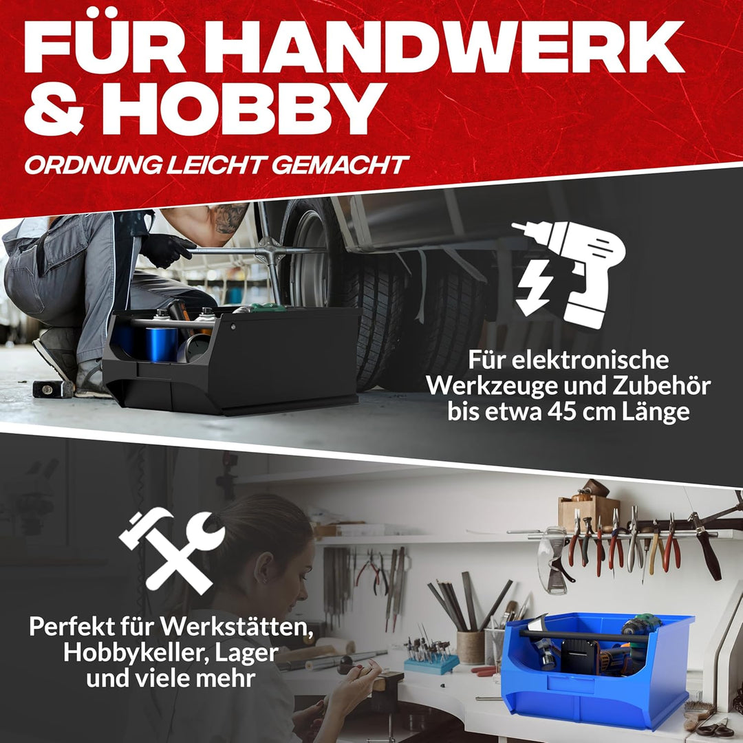 aidB Sichtlagerbox 500x300x200mm – ESD-Sortierbox für Kleinteile – Leitfähige Lagerbox für Werkstatt
